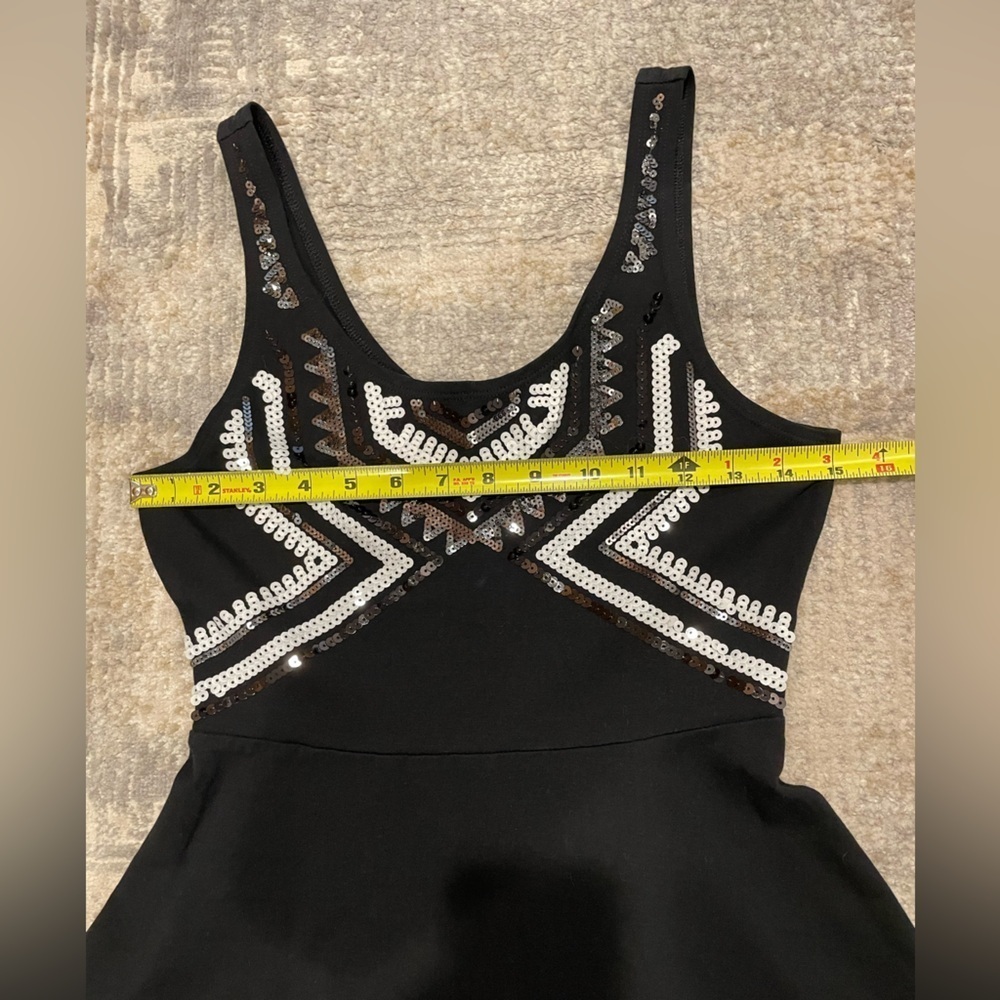 Express Aztec Sequin Sleeveless Fit & Flare A-Line Skater Dress Black Size Small - Picture 8 of 9